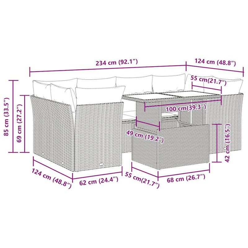 Casa si Gradina - Gradina si terasa - Mobilier exterior - Seturi mobila gradina - Set canapele de gradina cu perne, 7 piese, negru, poliratan - Infinity.ro