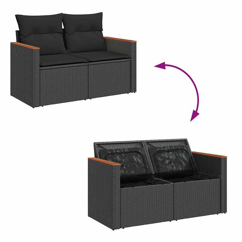 Casa si Gradina - Gradina si terasa - Mobilier exterior - Seturi mobila gradina - Set canapele de gradina cu perne, 7 piese, negru, poliratan - Infinity.ro