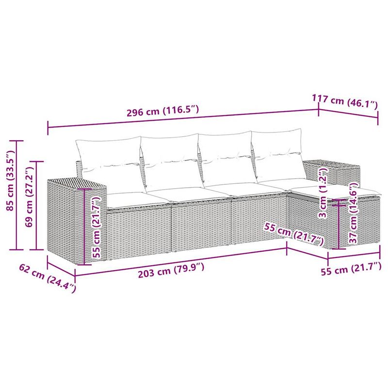 Casa si Gradina - Gradina si terasa - Mobilier exterior - Seturi mobila gradina - Set mobilier de gradina cu perne, 5 piese, negru, poliratan - Infinity.ro