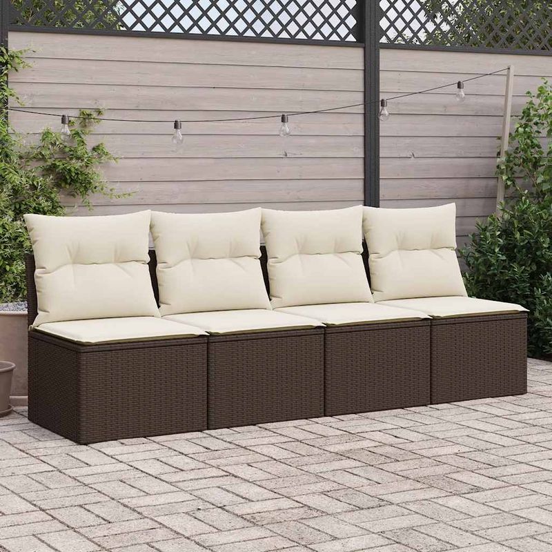 Casa si Gradina - Gradina si terasa - Mobilier exterior - Seturi mobila gradina - Set canapele de gradina, 2 piese, cu perne, maro poliratan maro - Infinity.ro