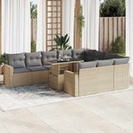 Casa si Gradina - Gradina si terasa - Mobilier exterior - Seturi mobila gradina - Set canapele de gradina cu perne, 11 piese, bej, poliratan - Infinity.ro