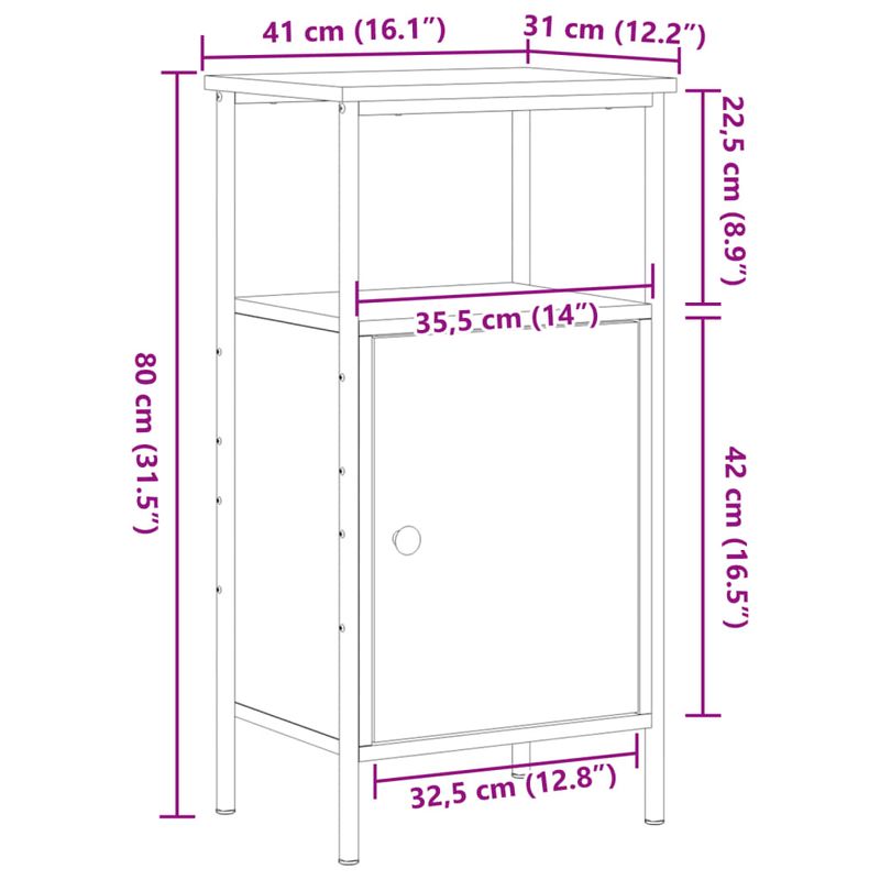 Casa si Gradina - Mobilier - Comode si corpuri - Noptiere - Noptiera, stejar artizanal, 41x31x80 cm, lemn prelucrat - Infinity.ro