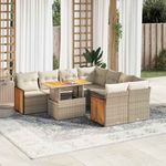 Casa si Gradina - Gradina si terasa - Mobilier exterior - Seturi mobila gradina - Set canapele gradina cu perne 9 piese bej poliratan/lemn acacia - Infinity.ro