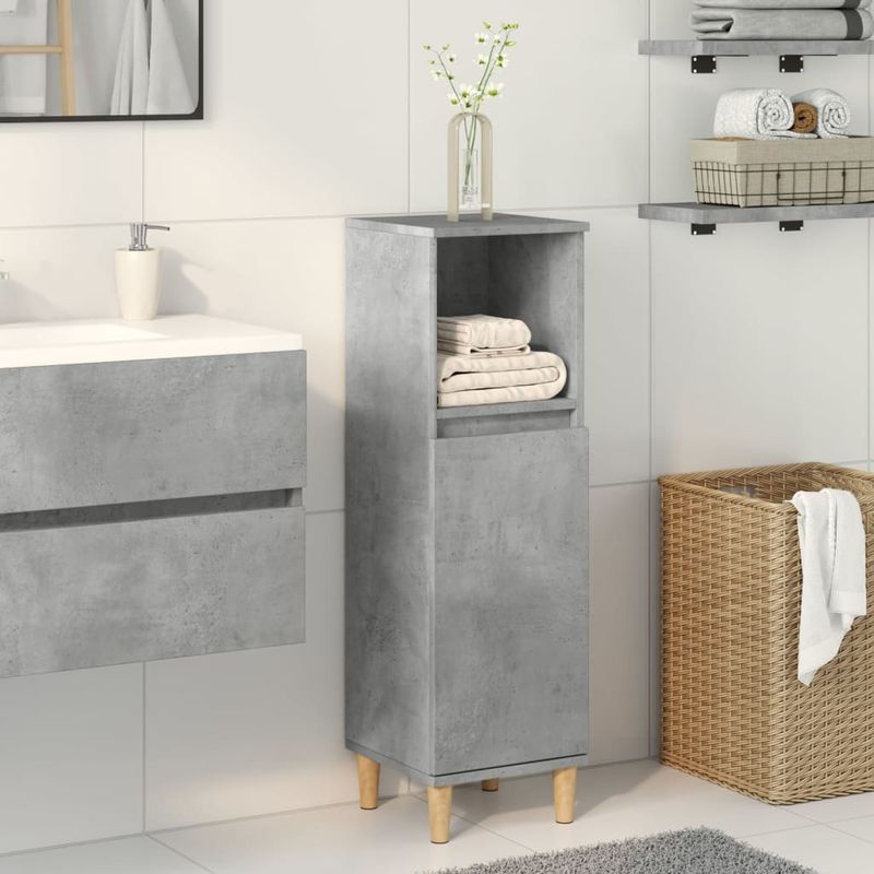 Casa si Gradina - Mobilier - Mobilier baie - Comode baie - Dulap de baie, gri beton, 30x30x100 cm, lemn prelucrat - Infinity.ro