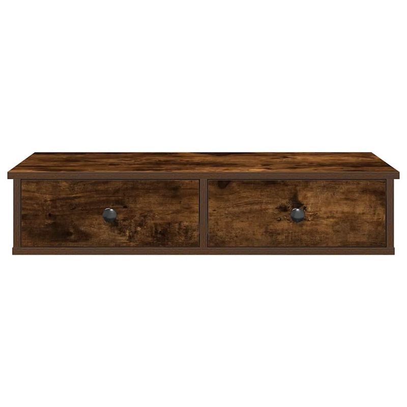 Casa si Gradina - Mobilier - Biblioteci si rafturi - Rafturi - Raft de perete cu sertare Stejar afumat Lemn prelucrat, mărime 80x34x17 cm - Infinity.ro