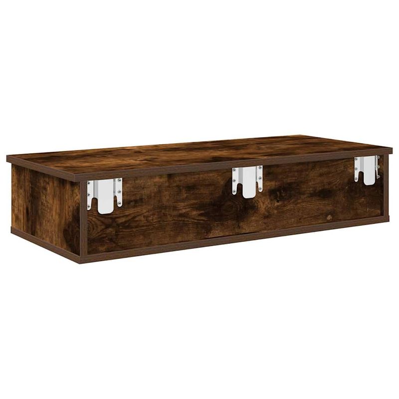 Casa si Gradina - Mobilier - Biblioteci si rafturi - Rafturi - Raft de perete cu sertare Stejar afumat Lemn prelucrat, mărime 80x34x17 cm - Infinity.ro