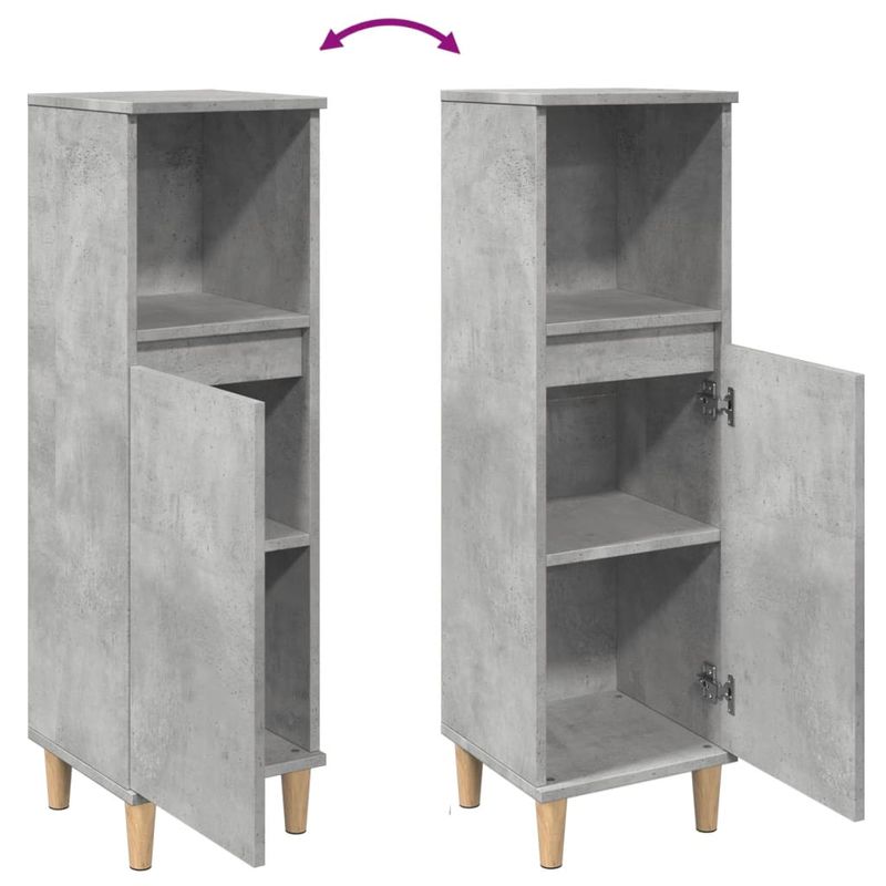 Casa si Gradina - Mobilier - Mobilier baie - Comode baie - Dulap de baie, gri beton, 30x30x100 cm, lemn prelucrat - Infinity.ro