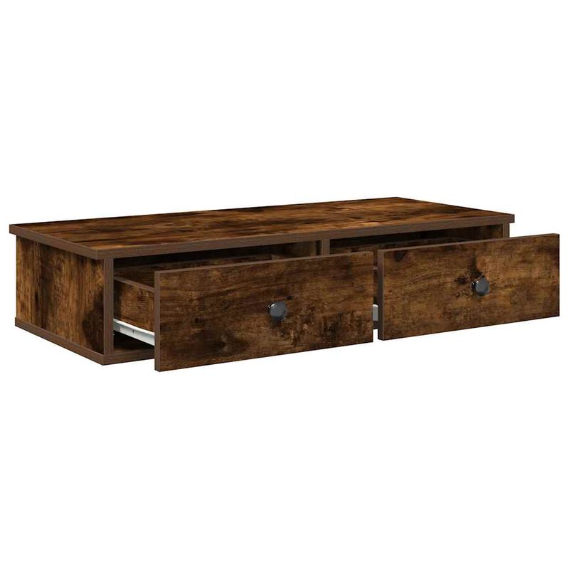 Casa si Gradina - Mobilier - Biblioteci si rafturi - Rafturi - Raft de perete cu sertare Stejar afumat Lemn prelucrat, mărime 80x34x17 cm - Infinity.ro
