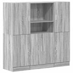 Casa si Gradina - Mobilier - Biblioteci si rafturi - Rafturi - Set dulap de bucatarie din 3 piese, gri Sonoma, lemn derivat - Infinity.ro