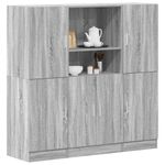 Casa si Gradina - Mobilier - Biblioteci si rafturi - Rafturi - Set dulap de bucatarie din 3 piese, gri Sonoma, lemn derivat - Infinity.ro