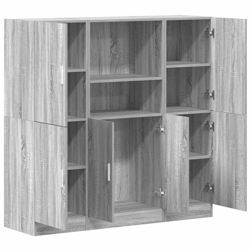 Casa si Gradina - Mobilier - Biblioteci si rafturi - Rafturi - Set dulap de bucatarie din 3 piese, gri Sonoma, lemn derivat - Infinity.ro