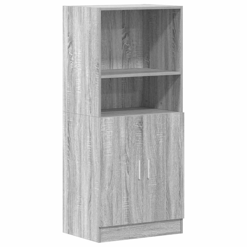 Casa si Gradina - Mobilier - Biblioteci si rafturi - Rafturi - Set dulap de bucatarie din 3 piese, gri Sonoma, lemn derivat - Infinity.ro