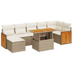 Casa si Gradina - Gradina si terasa - Mobilier exterior - Seturi mobila gradina - Set canapele gradina cu perne 7 piese bej poliratan/lemn acacia - Infinity.ro