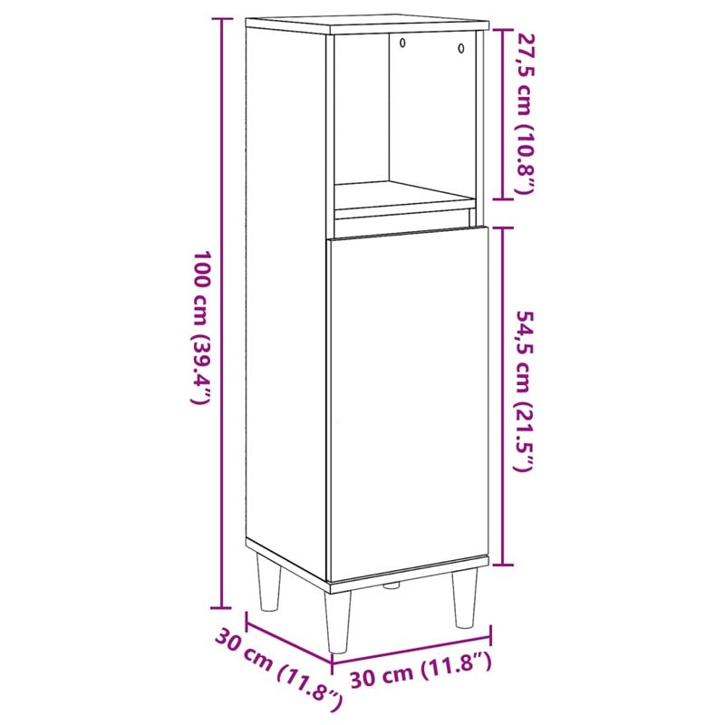 Casa si Gradina - Mobilier - Mobilier baie - Comode baie - Dulap de baie, gri beton, 30x30x100 cm, lemn prelucrat - Infinity.ro