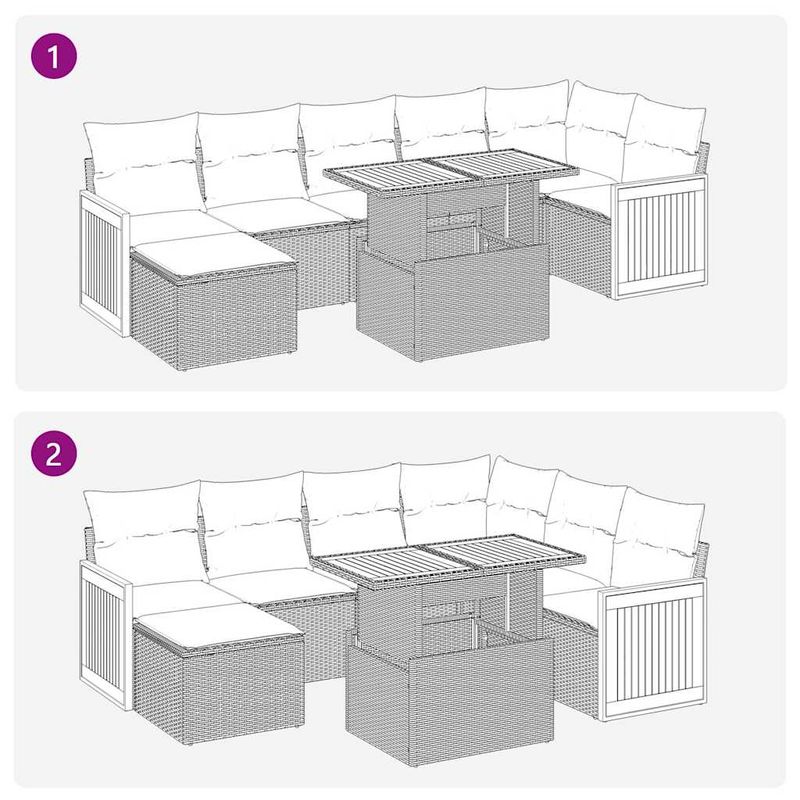 Casa si Gradina - Gradina si terasa - Mobilier exterior - Seturi mobila gradina - Set canapele gradina cu perne 7 piese bej poliratan/lemn acacia - Infinity.ro