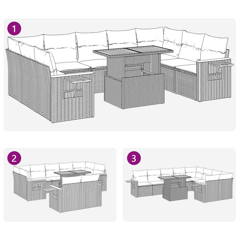 Casa si Gradina - Gradina si terasa - Mobilier exterior - Seturi mobila gradina - Set canapele de gradina cu perne, 10 piese, negru, poliratan - Infinity.ro