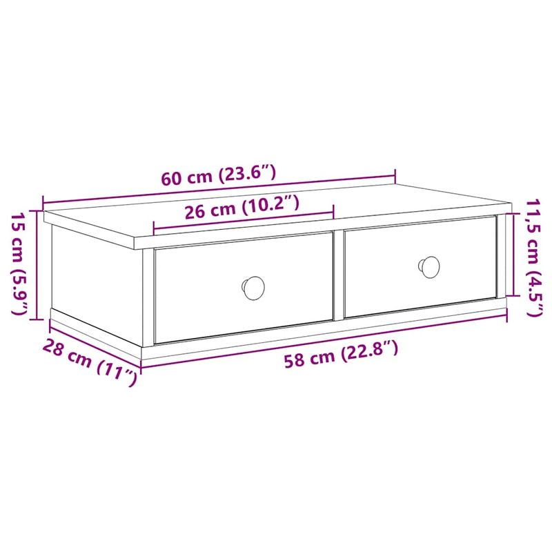 Casa si Gradina - Mobilier - Biblioteci si rafturi - Rafturi - Raft de perete cu sertare Stejar artizanal Lemn prelucrat, mărime 60x28x15 cm - Infinity.ro