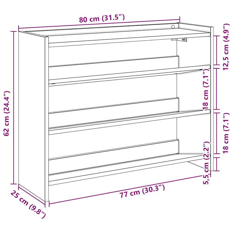 Casa si Gradina - Mobilier - Organizare si depozitare - Organizator incaltaminte - Pantofar, alb, 80x25x61,5 cm, lemn prelucrat, lăţime 80 cm, înălțime 62 cm - Infinity.ro