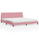 Casa si Gradina - Mobilier - Paturi si accesorii - Paturi - Pat cu saltea, roz, 200x200 cm, catifea - Infinity.ro