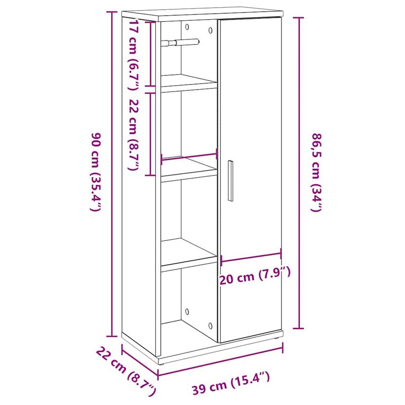 Casa si Gradina - Mobilier - Mobilier baie - Comode baie - Dulap de baie cu suport role, negru, 39x22x90 cm - Infinity.ro