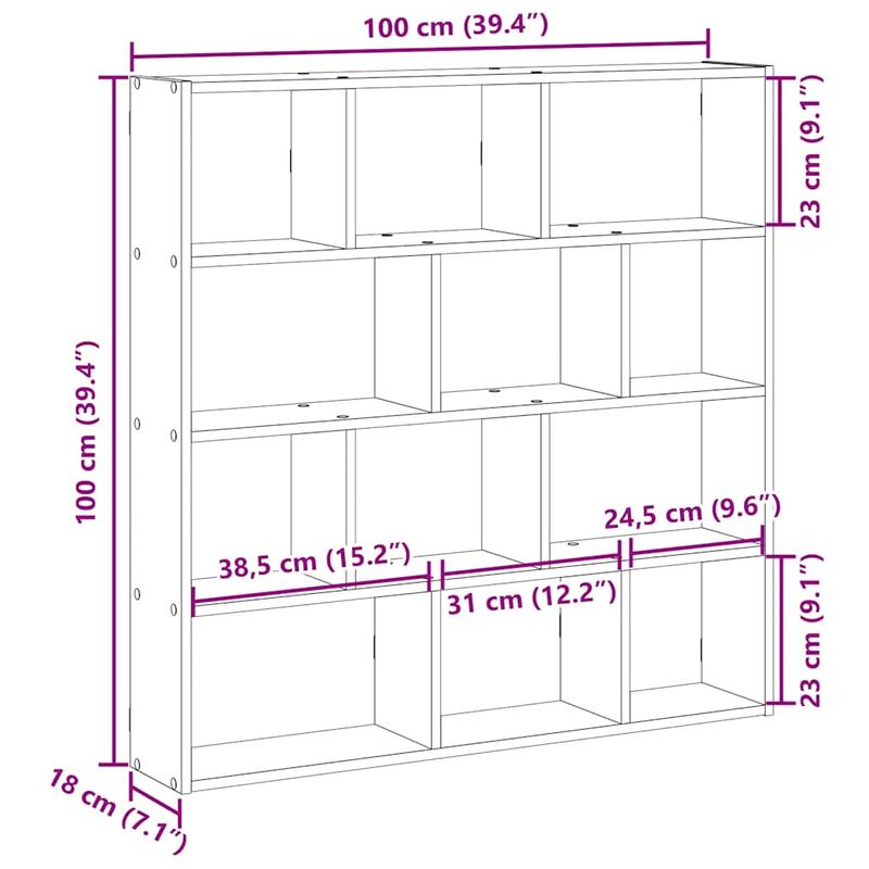 Casa si Gradina - Mobilier - Biblioteci si rafturi - Rafturi - Raft cubic de perete cu 12 compartimente stejar artizanal lemn - Infinity.ro