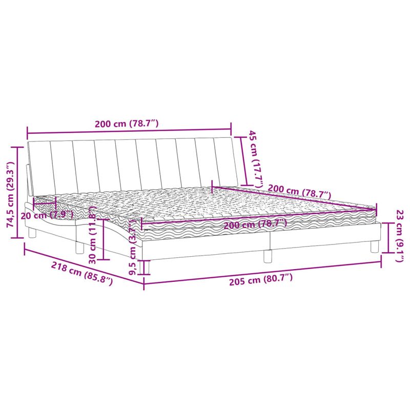 Casa si Gradina - Mobilier - Paturi si accesorii - Paturi - Pat cu saltea, roz, 200x200 cm, catifea - Infinity.ro