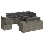 Casa si Gradina - Gradina si terasa - Mobilier exterior - Seturi mobila gradina - Set canapele de gradina, 9 piese, cu perne, gri, poliratan - Infinity.ro