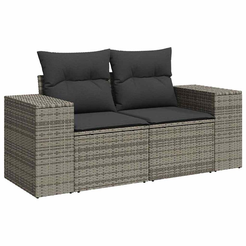 Casa si Gradina - Gradina si terasa - Mobilier exterior - Seturi mobila gradina - Set canapele de gradina, 9 piese, cu perne, gri, poliratan - Infinity.ro