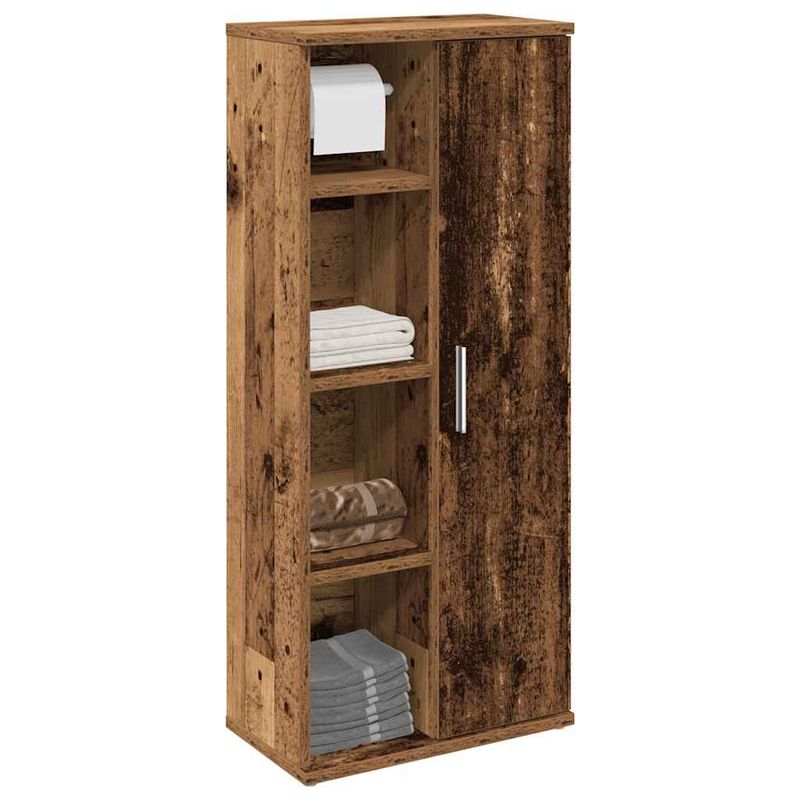 Casa si Gradina - Mobilier - Mobilier baie - Comode baie - Dulap de baie cu suport role, lemn vechi, 39x22x90 cm - Infinity.ro