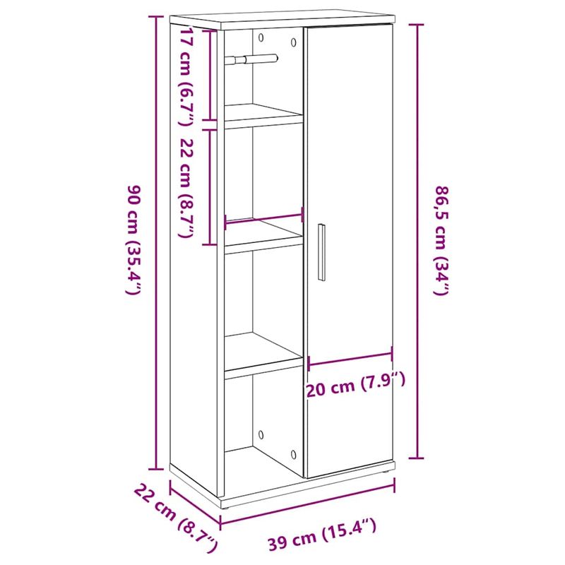 Casa si Gradina - Mobilier - Mobilier baie - Comode baie - Dulap de baie cu suport role, lemn vechi, 39x22x90 cm - Infinity.ro