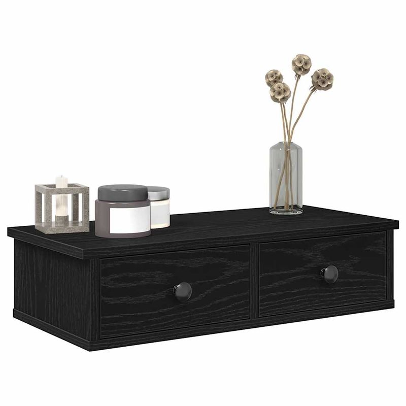 Casa si Gradina - Mobilier - Biblioteci si rafturi - Rafturi - Raft de perete cu sertare negru 60x25x15 cm lemn prelucrat - Infinity.ro