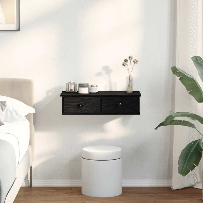Casa si Gradina - Mobilier - Biblioteci si rafturi - Rafturi - Raft de perete cu sertare negru 60x25x15 cm lemn prelucrat - Infinity.ro