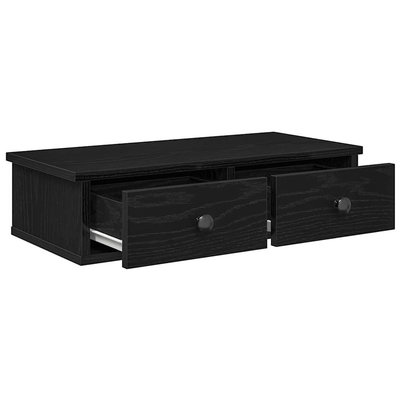 Casa si Gradina - Mobilier - Biblioteci si rafturi - Rafturi - Raft de perete cu sertare negru 60x25x15 cm lemn prelucrat - Infinity.ro