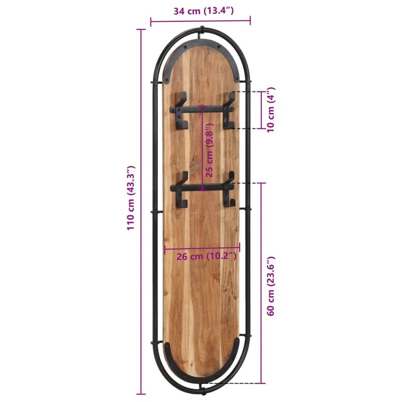 Casa si Gradina - Mobilier - Organizare si depozitare - Cuiere - Cuier de haine de perete 4 carlige, 2 buc., lemn masiv acacia - Infinity.ro