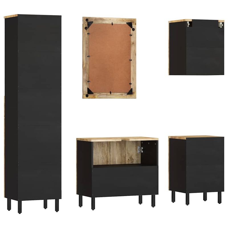 Casa si Gradina - Mobilier - Seturi de mobilier - Seturi baie - Set mobilier de baie, 5 piese, lemn masiv de mango - Infinity.ro