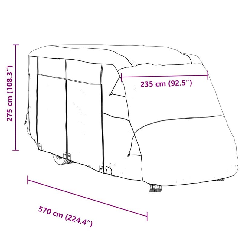 Auto si Moto - Intretinere auto - Huse auto - Husa de rulota gri 570x235x275 cm Tesatura netesuta - Infinity.ro