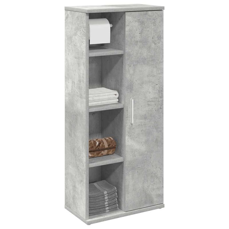 Casa si Gradina - Mobilier - Seturi de mobilier - Seturi baie - Dulap de baie cu suport role, gri beton, 39x22x90 cm - Infinity.ro