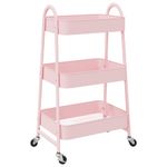 Casa si Gradina - Mobilier - Organizare si depozitare - Cutii depozitare - Carucior de depozitare 3 niveluri roz 42x41,5x77 cm otel - Infinity.ro
