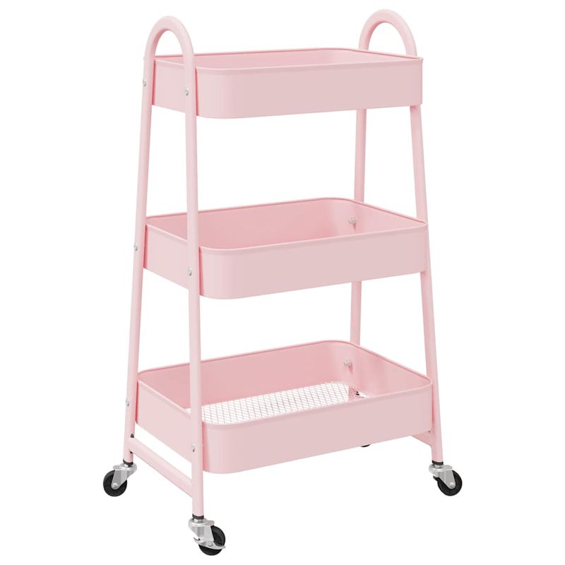 Casa si Gradina - Mobilier - Organizare si depozitare - Cutii depozitare - Carucior de depozitare 3 niveluri roz 42x41,5x77 cm otel - Infinity.ro