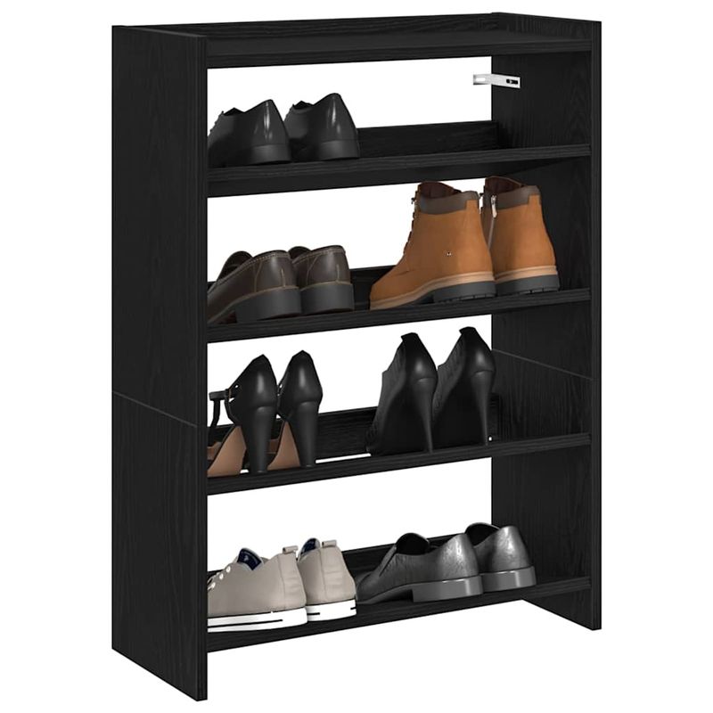 Casa si Gradina - Mobilier - Organizare si depozitare - Organizator incaltaminte - Pantofar, negru, 80x25x61,5 cm, lemn prelucrat, lăţime 60 cm, înălțime 81 cm - Infinity.ro