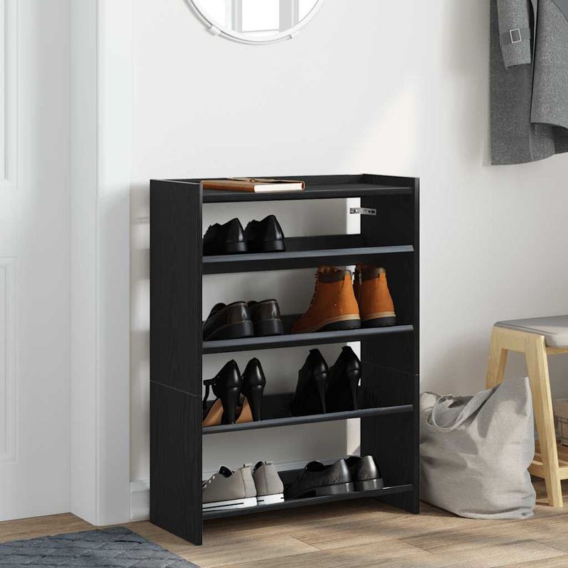 Casa si Gradina - Mobilier - Organizare si depozitare - Organizator incaltaminte - Pantofar, negru, 80x25x61,5 cm, lemn prelucrat, lăţime 60 cm, înălțime 81 cm - Infinity.ro