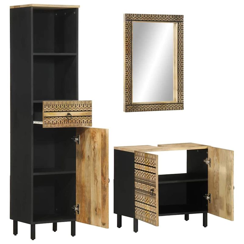 Casa si Gradina - Mobilier - Seturi de mobilier - Seturi baie - Set mobilier de baie, 3 piese, lemn masiv de mango - Infinity.ro