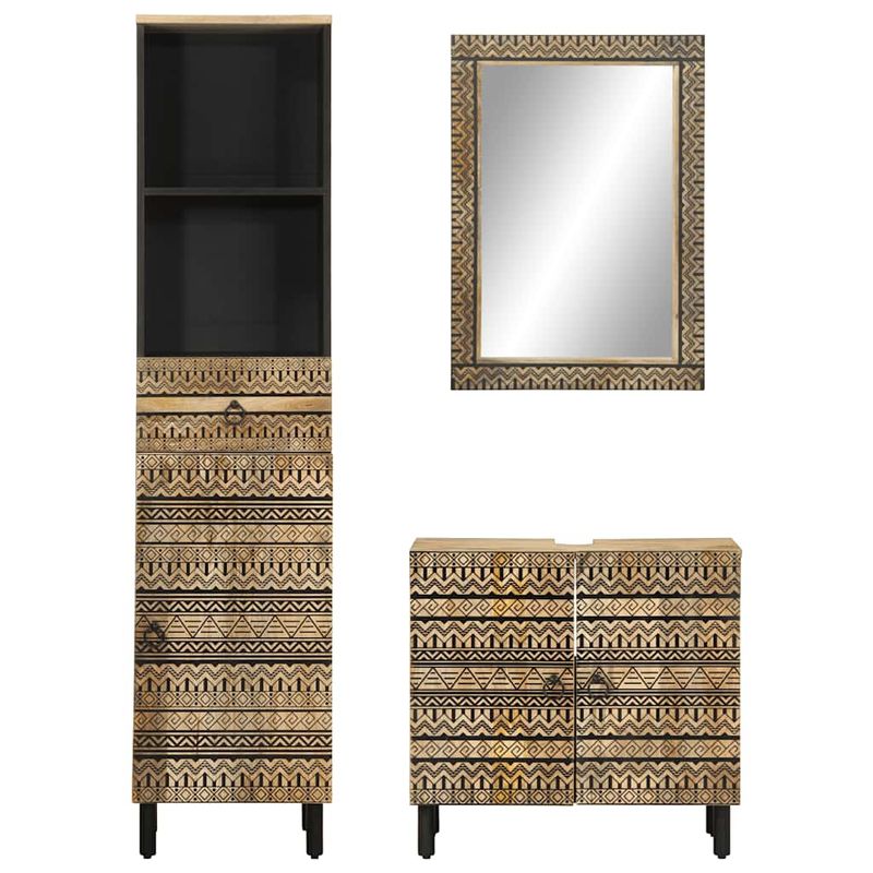 Casa si Gradina - Mobilier - Seturi de mobilier - Seturi baie - Set mobilier de baie, 3 piese, lemn masiv de mango - Infinity.ro