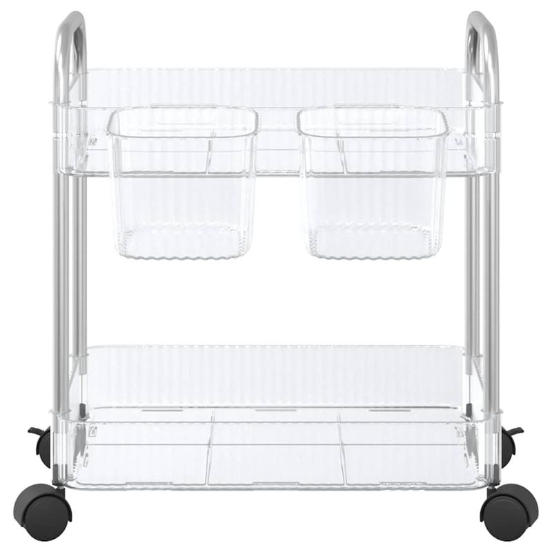 Casa si Gradina - Mobilier - Organizare si depozitare - Cutii depozitare - Carucior de depozitare cu 2 niveluri transparent acrilic, model cu cutii - Infinity.ro