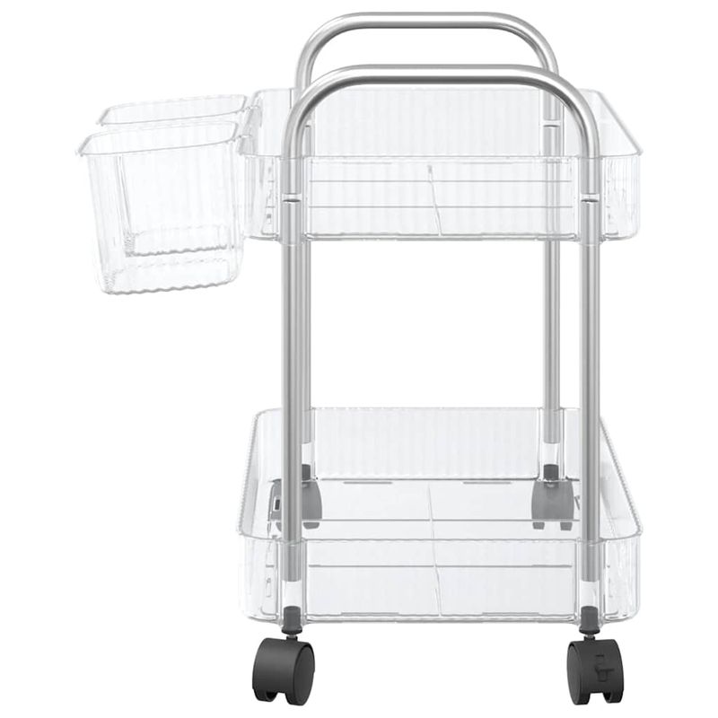 Casa si Gradina - Mobilier - Organizare si depozitare - Cutii depozitare - Carucior de depozitare cu 2 niveluri transparent acrilic, model cu cutii - Infinity.ro