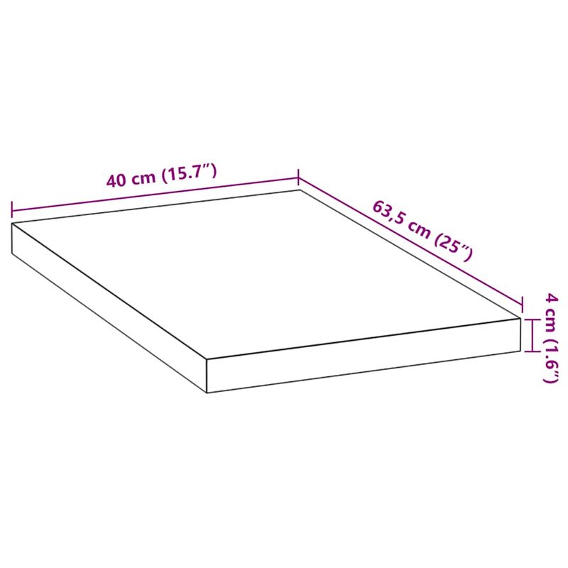 Casa si Gradina - Mobilier - Comode si corpuri - Corpuri bucatarie - Blat de bucatarie lemn masiv de stejar dreptunghiular, mărime 40x63.5x4 cm - Infinity.ro