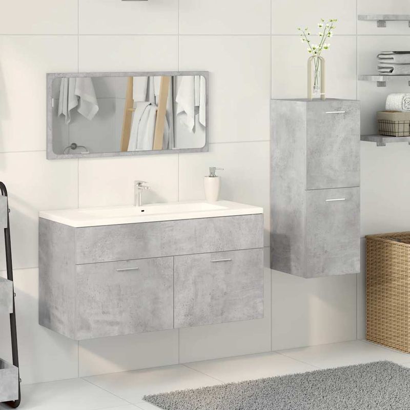 Casa si Gradina - Mobilier - Seturi de mobilier - Seturi baie - Set mobilier de baie, 3 piese, gri beton, lemn compozit - Infinity.ro