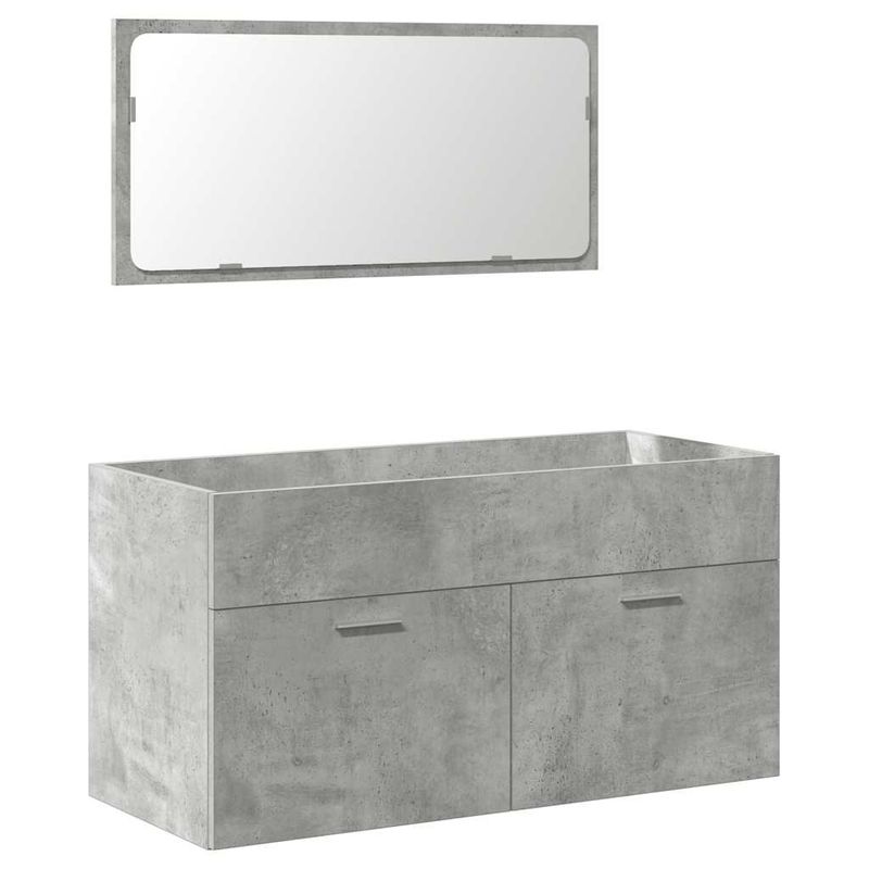 Casa si Gradina - Mobilier - Seturi de mobilier - Seturi baie - Set mobilier de baie, 3 piese, gri beton, lemn compozit - Infinity.ro