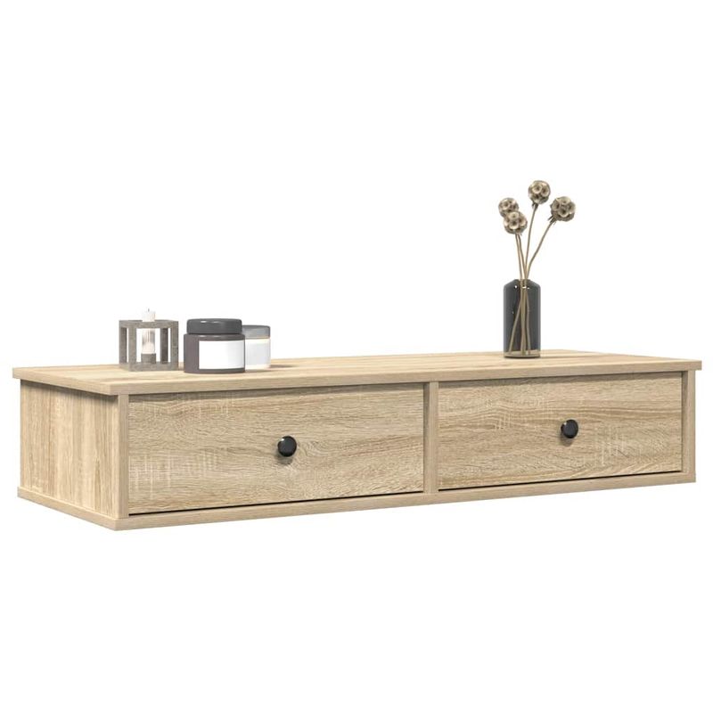 Casa si Gradina - Mobilier - Biblioteci si rafturi - Rafturi - Raft de perete cu sertare Stejar Sonoma lemn prelucrat, mărime 100x37.5x19 cm - Infinity.ro