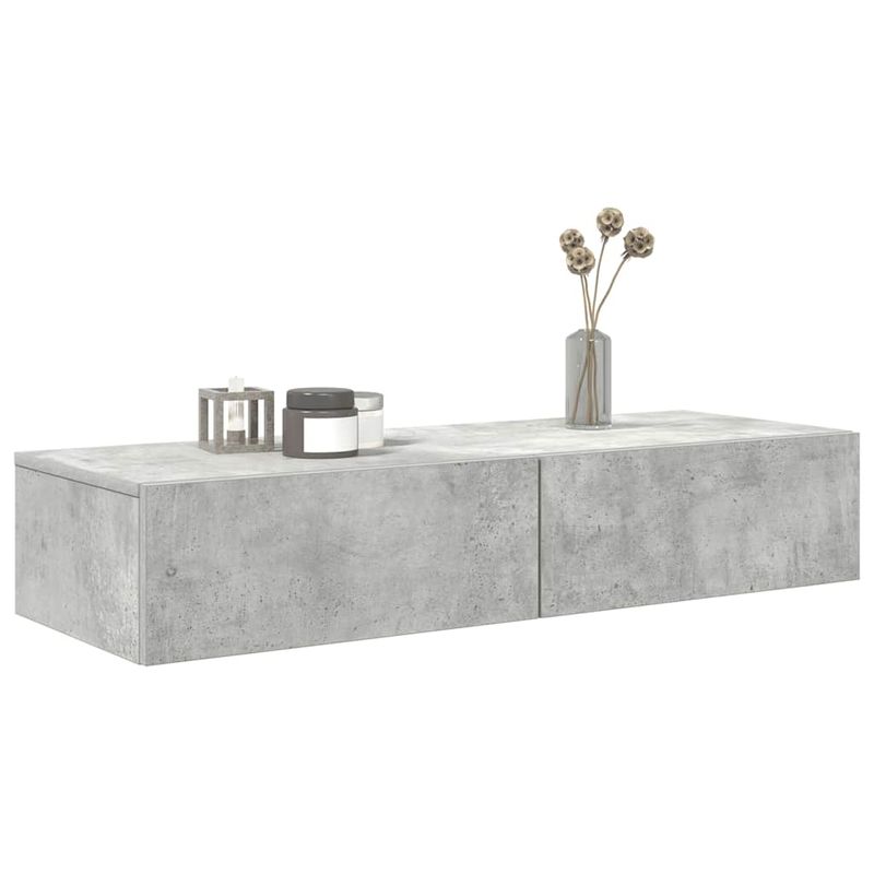 Casa si Gradina - Mobilier - Biblioteci si rafturi - Rafturi - Raft de perete cu sertare Gri beton 100x36x19 cm Lemn prelucrat - Infinity.ro